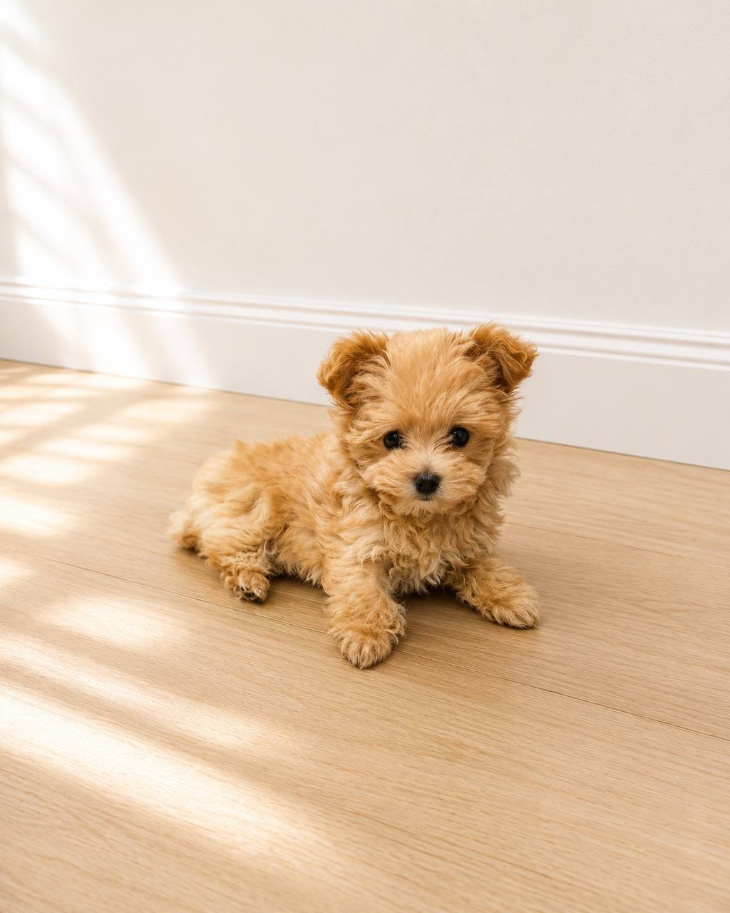Butter, an available apricot male Teacup Maltipoo puppy
